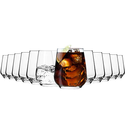 Krosno Vasos de Agua Jugo Tumbler | Conjunto de 12 Piezas | 400 ML | Splendour Collection Uso en Casa, Restaurante y en Fiestas | Apto para Microondas y Lavavajillas