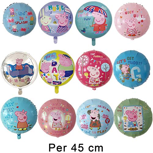 KRUCE 12 PC Globos de Papel de Fiesta de cumpleaños de Cerdos Rosados Lindos, Globos de Papel de Aluminio de Cerdos Rosados Lindos para Regalos de niños Suministros de Fiesta de cumpleaños Decoración