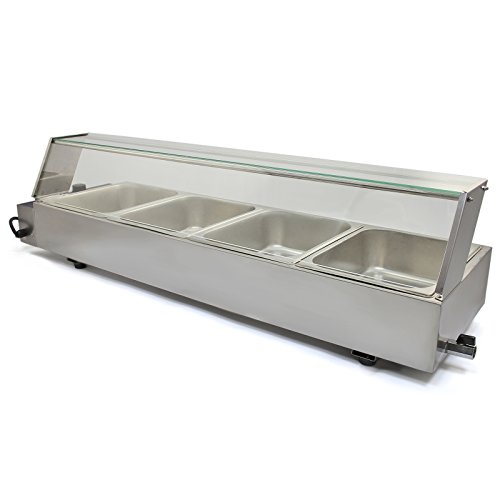 Kukoo Expositor Baño María de Acero Inoxidable con 4 x GN Servidor de buffet