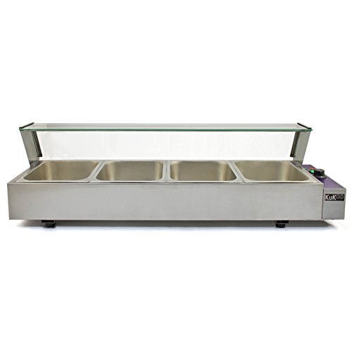 Kukoo Expositor Baño María de Acero Inoxidable con 4 x GN Servidor de buffet