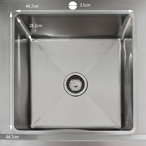 KUKOO Fregadero de Acero Inoxidable Industrial de Cocina 1 Cuba Muebles de Acero Inoxidable para Cocina | 120 cm x 60 cm x 90 cm
