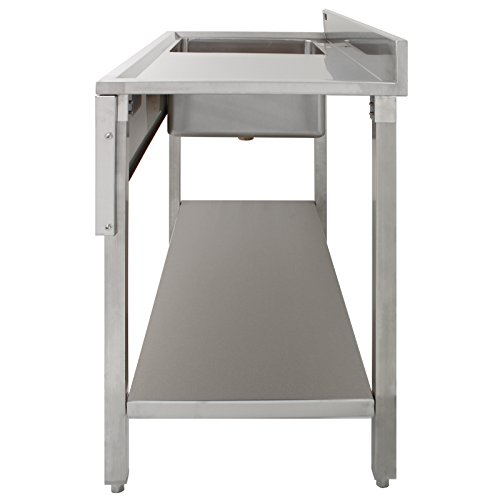 KUKOO Fregadero de Acero Inoxidable Industrial de Cocina 1 Cuba Muebles de Acero Inoxidable para Cocina | 120 cm x 60 cm x 90 cm