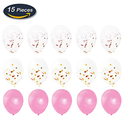 KUNGYO Decoraciones de Fiesta de Cumpleaños para Adultos y Niños, Oro Rosa Gigante Número 3 y Estrella de Helio Globos, Cintas, Globos de Confeti de Látex- Rose Gold Suministros de Fiesta