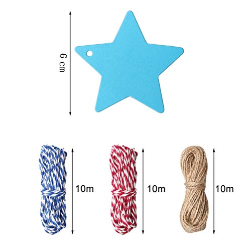 kuou 200 Etiquetas de Regalo con Agujero, Etiquetas Coloridas para Colgar en el Paquete, Etiquetas para árbol de Deseos con 3 Rollos de Cuerda y Cintas de Organza