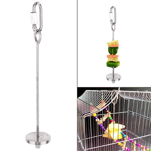 Kuou Pincho para pájaros, 20 cm, acero inoxidable, soporte para palitos de fruta para colgar, herramienta de alimentación para loros