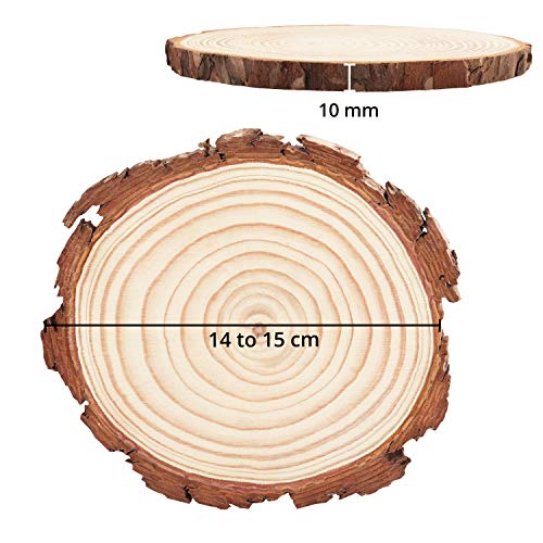 Kurtzy Discos de Madera Grande Natural (Pack de 10) - Rodajas de Madera 14-15cm de Diámetro y 1cm de Grosor - Troncos de Madera Sin Acabado para Manualidades, Decoración Bodas y Adornos de Navidad
