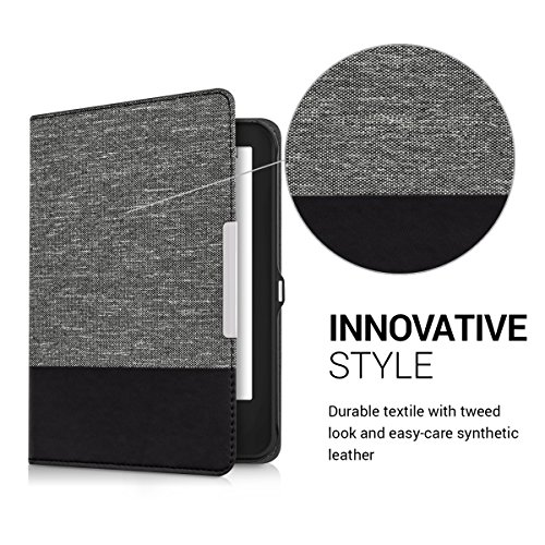 kwmobile Funda de e-Book Compatible con Tolino Shine 2 HD -Case de Cuero sintético Gris Oscuro/Negro