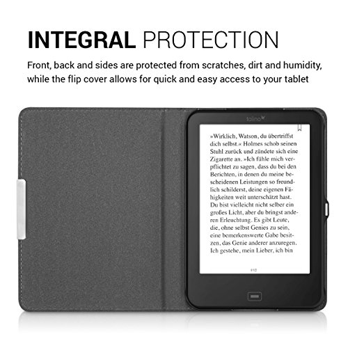 kwmobile Funda de e-Book Compatible con Tolino Shine 2 HD -Case de Cuero sintético Gris Oscuro/Negro