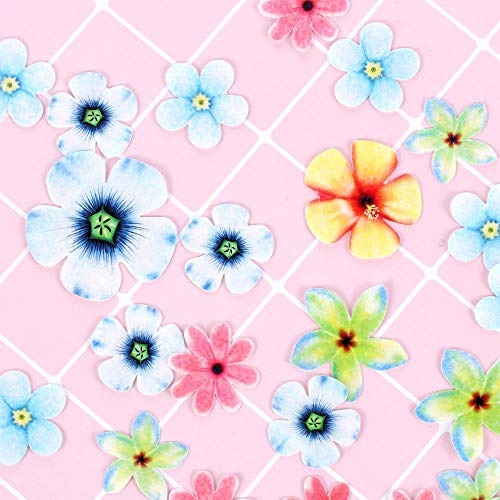 KXCLL 50PCS / pack Cupcake de flores comestibles por papel de arroz glutinoso Decoración de pasteles de agua Bandeja de bodas para hornear