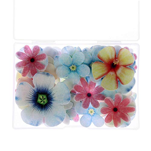KXCLL 50PCS / pack Cupcake de flores comestibles por papel de arroz glutinoso Decoración de pasteles de agua Bandeja de bodas para hornear