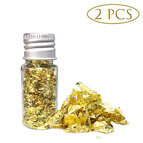 Kylewo Láminas de Oro comestibles Copos de Hojas de Oro, 24K Copos de Oro Decoración de Alimentos comestibles Papel de Aluminio Cocina Mousse Pastel Hornear Pasteles Artes Artesanías Decoración