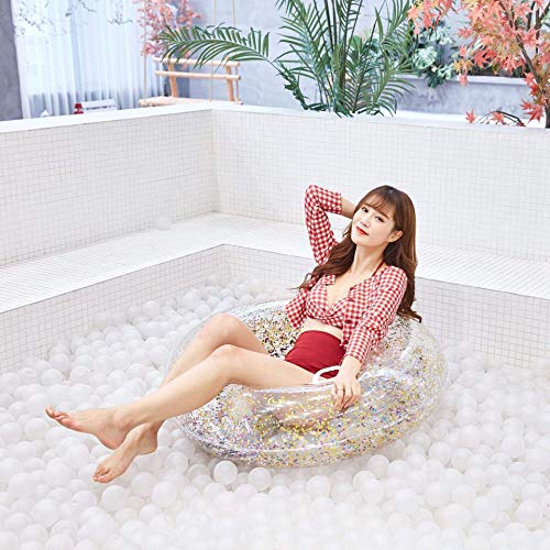 Kyman Anillo Inflable de la Nadada, Lentejuelas Piscina Flotador Inflable Piscina Cystal Brillante Piscina for Adultos Tubo Círculo for la Piscina Juguetes - con el índice de inflación, Oro, 90cm