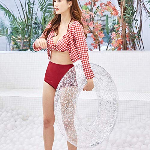 Kyman Anillo Inflable de la Nadada, Lentejuelas Piscina Flotador Inflable Piscina Cystal Brillante Piscina for Adultos Tubo Círculo for la Piscina Juguetes - con el índice de inflación, Oro, 90cm