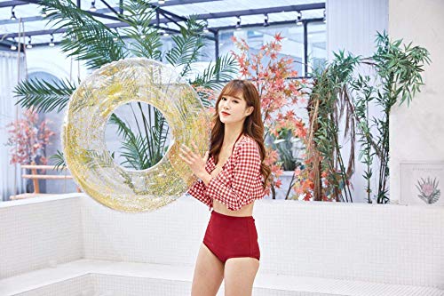 Kyman Anillo Inflable de la Nadada, Lentejuelas Piscina Flotador Inflable Piscina Cystal Brillante Piscina for Adultos Tubo Círculo for la Piscina Juguetes - con el índice de inflación, Oro, 90cm