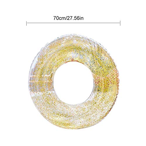 Kyman Anillo Inflable de la Nadada, Lentejuelas Piscina Flotador Inflable Piscina Cystal Brillante Piscina for Adultos Tubo Círculo for la Piscina Juguetes - con el índice de inflación, Oro, 90cm