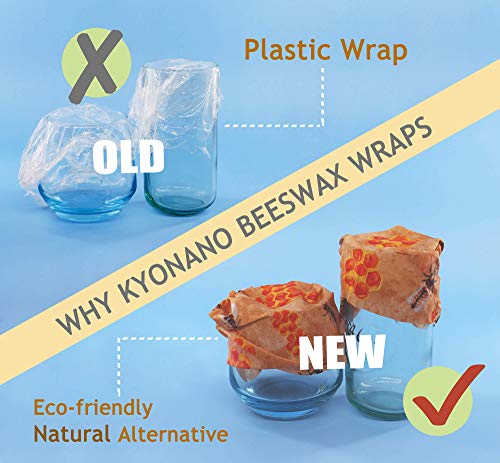 KYONANO Envoltorio Cera De Abeja, Papel de Cera de Abeja Alimentos Reutilizable Beeswax Food Wrap, Papel de Cera de Abeja Mantiene Alimentos Fresco(33x100cm)