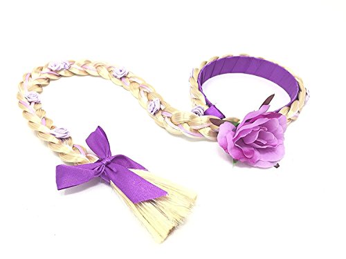 L-Peach 4pcs Accesorios de Princesa Dress Up para Niñas Diadema Varita Mágica Trenza Guantes Púrpura para Cumpleaños Party Carnaval Fiesta Cosplay Halloween