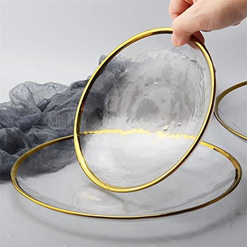 La creatividad Bandejas, oro embutido borde del vidrio de Alimentos plato for servir fruta de postre pastel de ensalada como plato bandeja de comida Pasta contenedor de almacenamiento principal occide