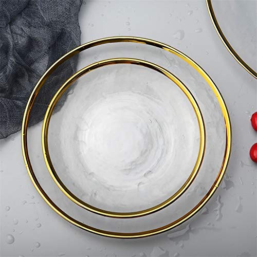 La creatividad Bandejas, oro embutido borde del vidrio de Alimentos plato for servir fruta de postre pastel de ensalada como plato bandeja de comida Pasta contenedor de almacenamiento principal occide