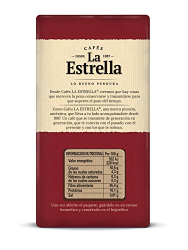 La Estrella Café molido de tueste natural ( 50 % ) y torrefacto ( 50 % ) descafeinado - 1 paquete