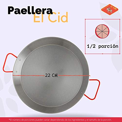 La Ideal - Paellera de acero pulido, Plata / Rojo, 22 cm