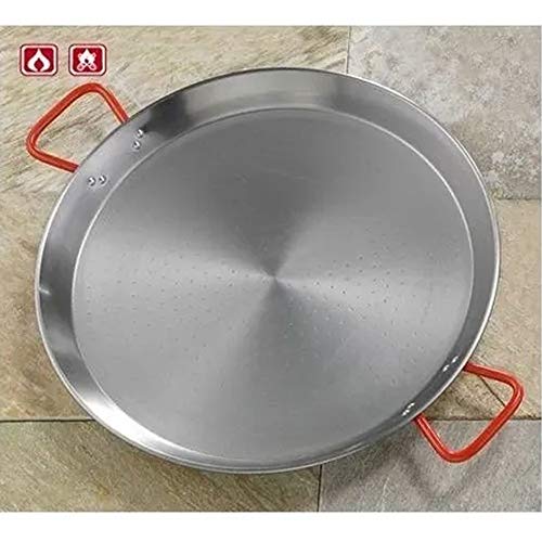 La Ideal - Paellera de acero pulido, Plata / Rojo, 22 cm