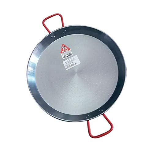 La Ideal - Paellera de acero pulido, Plata / Rojo, 22 cm