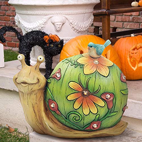 La Jolíe Muse - Figura decorativa de caracol solar- Figura con luces solares para jardín, césped o decoración del hogar, para regalo, 25,4 x 21,6 cm. (Caracol)