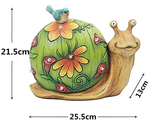 La Jolíe Muse - Figura decorativa de caracol solar- Figura con luces solares para jardín, césped o decoración del hogar, para regalo, 25,4 x 21,6 cm. (Caracol)