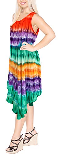 LA LEELA para Mujer Cubierta Suelta de baño Bikini Traje de baño de Color Calabaza Naranja Vestido de la Playa de Talla Grande