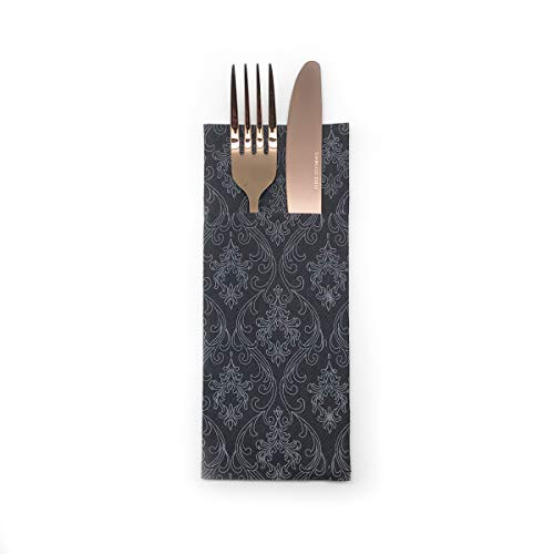 LA PAJARITA Servilletas canguro 40x32 Damasco Negras 40 servilletas decoradas hostelería