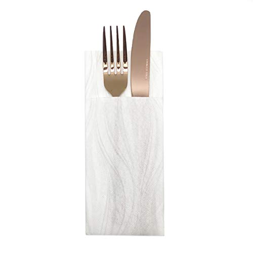 LA PAJARITA Servilletas canguro para cubiertos 40x32 cm Valentina Blancas 40 servilletas decoradas hostelería