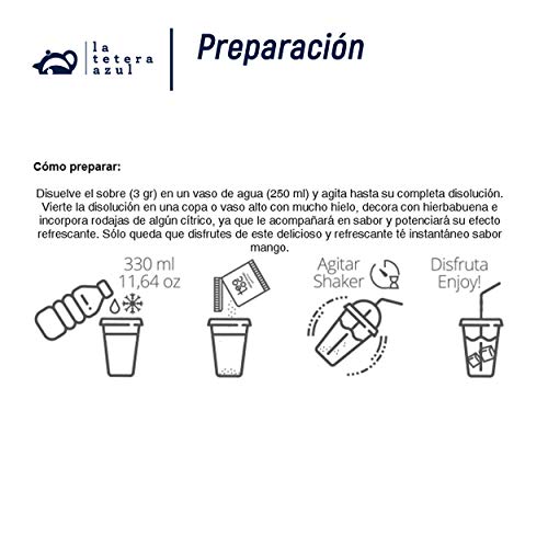 LA TETERA AZUL Te Verde Frío Sabor Manzana. Infusión Fría En Polvo. Tea Tac. Caja Con 20 Sobres.