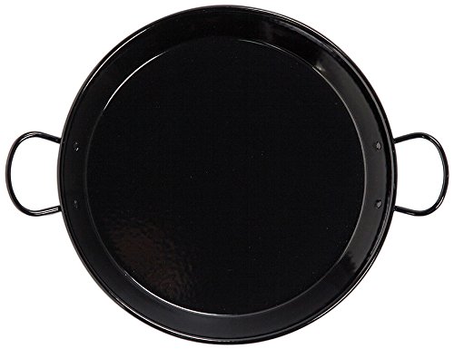 La Valenciana - Paellera (34 cm, Acero Inoxidable, esmaltado, con 2 Asas de cerámica, compatibles con Placa de inducción), Color Negro