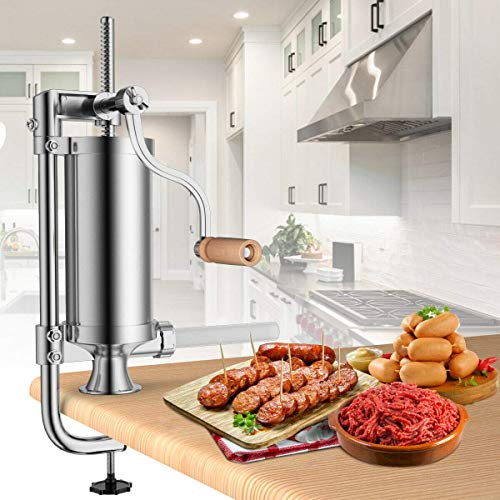 LaceDaisy Fabricante de Salchichas 2.5 LBS Acero Inoxidable Salchicha Carne Stuffer Manual Vertical Salchicha máquina de llenado de Carne Herramientas de Carne Salchichas Rellenador con 4 Boquillas
