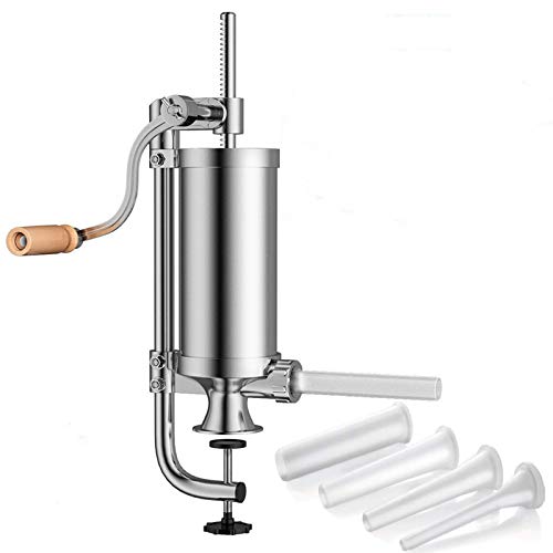 LaceDaisy Fabricante de Salchichas 2.5 LBS Acero Inoxidable Salchicha Carne Stuffer Manual Vertical Salchicha máquina de llenado de Carne Herramientas de Carne Salchichas Rellenador con 4 Boquillas
