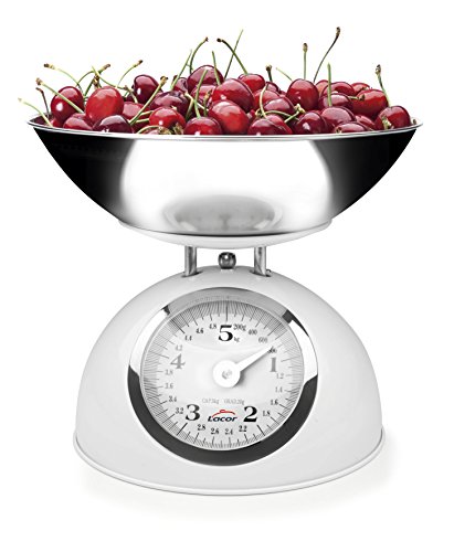 Lacor - 61714 - Bascula Cocina Retro de Acero 5kg - Rojo