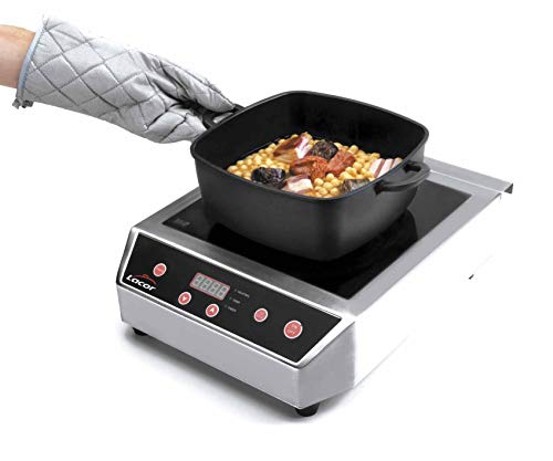 LACOR 69132-Placa Inducción Profesional 3500W, INOX y Negro, 34x43x12 cm