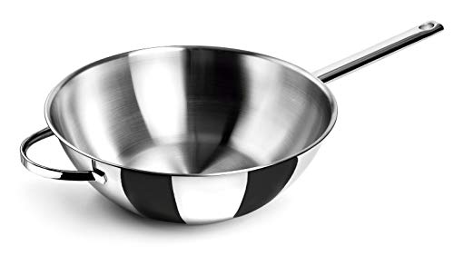 Lacor - 79830- Wok con Fondo Plano Belly 30 cm. Inox