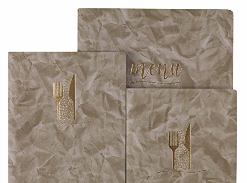 Lacor Antoine collection 28301- Porta menú blando fabricado en Simil-Piel con atornillado interior, Termosellado en color oro, 25'5x32 cm (A4)