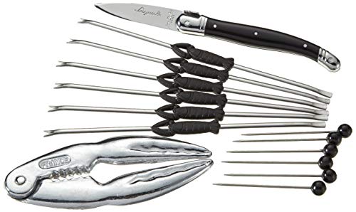 LAGUIOLE Jean Dubost - Juego de Utensilios para marisco, Cuchillo para ostras y 6 Palillos, 6 rascadores para Langosta, 1 Pinza para Cangrejo