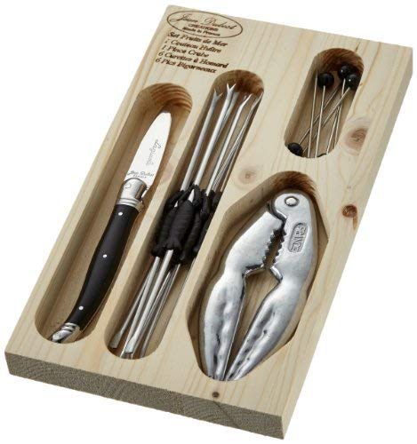 LAGUIOLE Jean Dubost - Juego de Utensilios para marisco, Cuchillo para ostras y 6 Palillos, 6 rascadores para Langosta, 1 Pinza para Cangrejo
