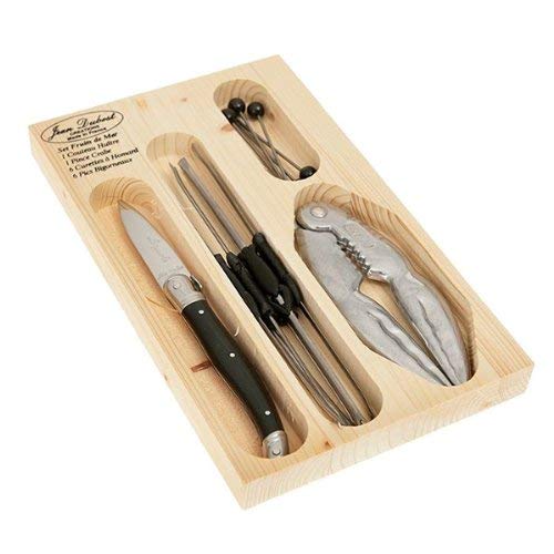 LAGUIOLE Jean Dubost - Juego de Utensilios para marisco, Cuchillo para ostras y 6 Palillos, 6 rascadores para Langosta, 1 Pinza para Cangrejo