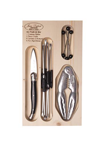 LAGUIOLE Jean Dubost - Juego de Utensilios para marisco, Cuchillo para ostras y 6 Palillos, 6 rascadores para Langosta, 1 Pinza para Cangrejo