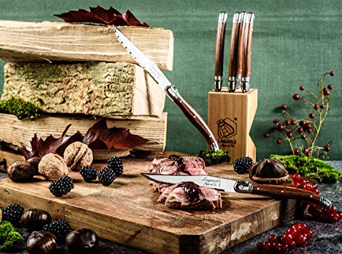 Laguiole Style de Vie Premium Line - Cuchillo para carne (1,8 mm de grosor, 6 piezas), color madera