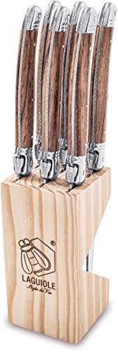 Laguiole Style de Vie Premium Line - Cuchillo para carne (1,8 mm de grosor, 6 piezas), color madera