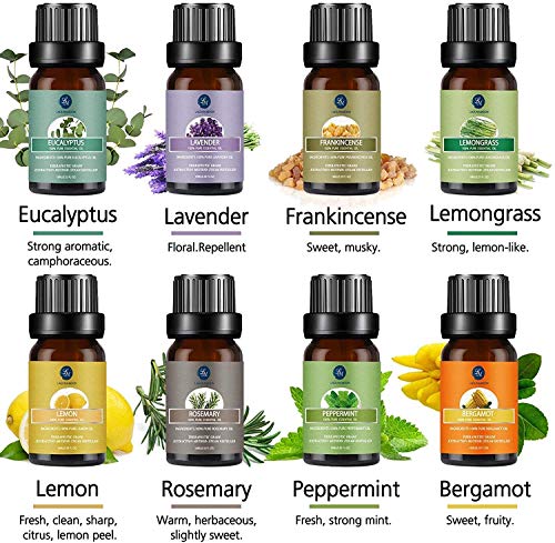 Lagunamoon Aceites Esenciales, Top 16 Set de Regalo de Aceites de Aromaterapia, Lavanda, Eucalipto, Hierba de Limón, Romero, Menta, Arból de Té, Aceites Esenciales para Humidificador, 100% Puros