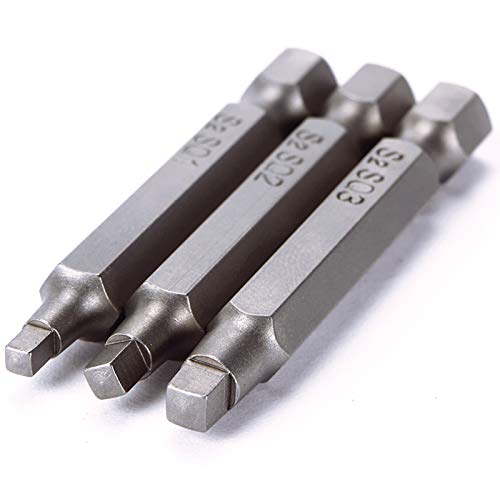 LAITER 9 piezas Puntas de destornillador de cabeza cuadrada magnéticas 1/4 ″ Varilla de vástago hexagonal Broca SQ1 SQ2 SQ3 Destornillador Destornillador 50 mm de largo Acero al carbono S2