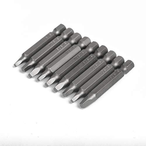 LAITER 9 piezas Puntas de destornillador de cabeza cuadrada magnéticas 1/4 ″ Varilla de vástago hexagonal Broca SQ1 SQ2 SQ3 Destornillador Destornillador 50 mm de largo Acero al carbono S2