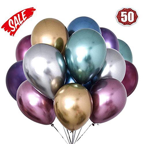 LAKIND Globos metálicos brillantes para cumpleaños, bodas, baby shower y decoraciones navideñas Paquete de 50